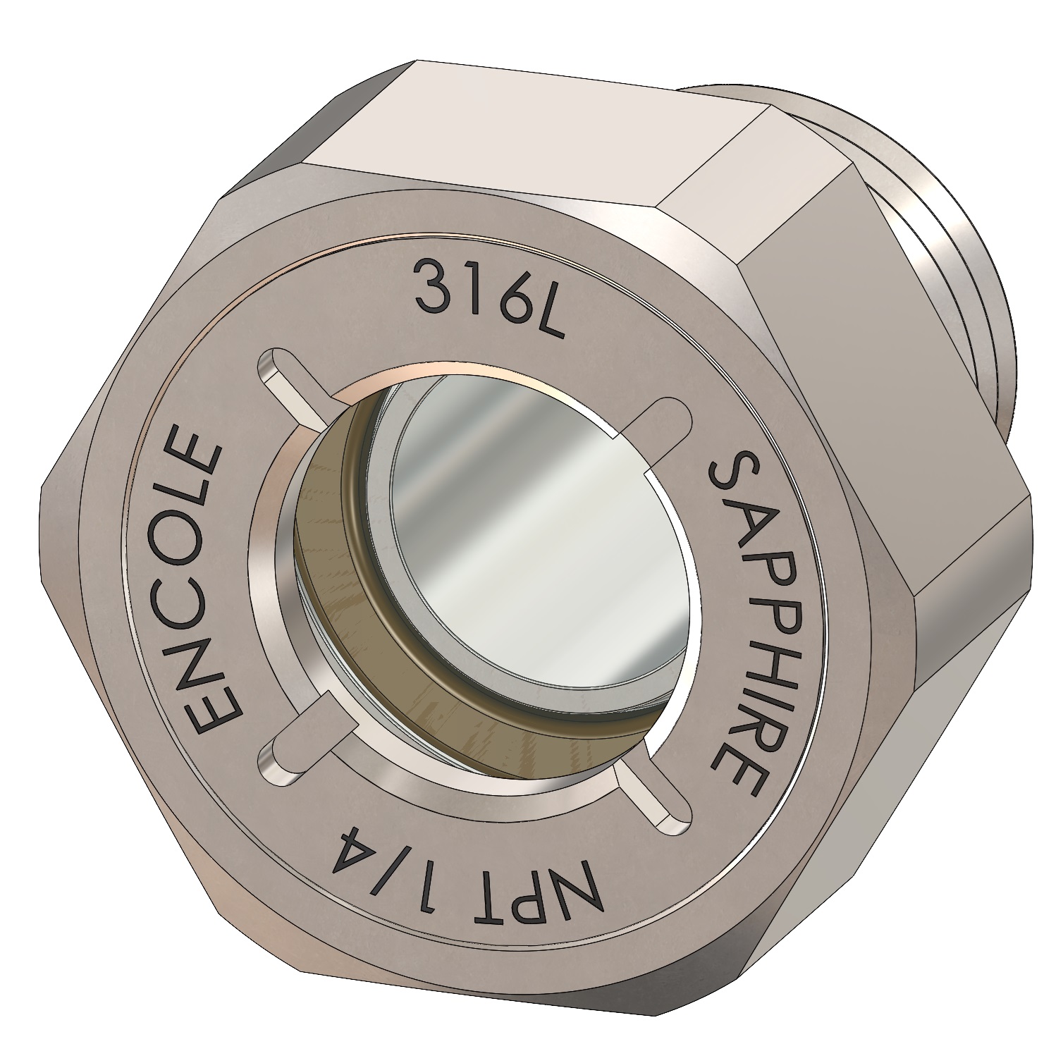 Sight Glass, 316L Stainless, C-Axis Sapphire Window